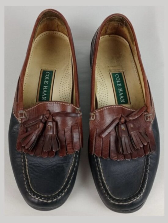 Cole Haan Mens 10.5D Black Brown Aragon Kiltie Tassel Slip On Loafer Shoes main image 8